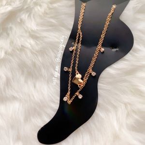 ❌ SOLD ❌ Gold Heart Charm Rhinestone Dainty Anklet